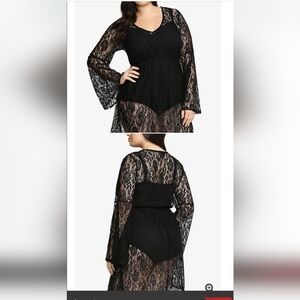 Torrid Black Lace Bell Sleeve Cover Up